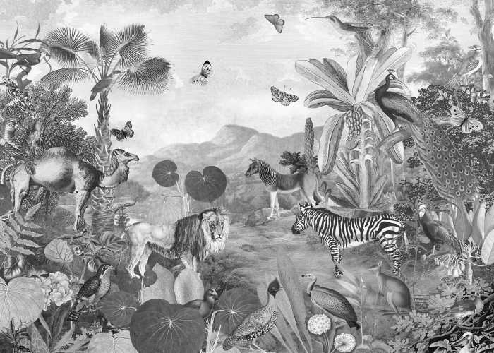Poster XXL jungle en noir et blanc l350 x h280 cm  Papier peint et poster  pour enfant sur Déco de Héros