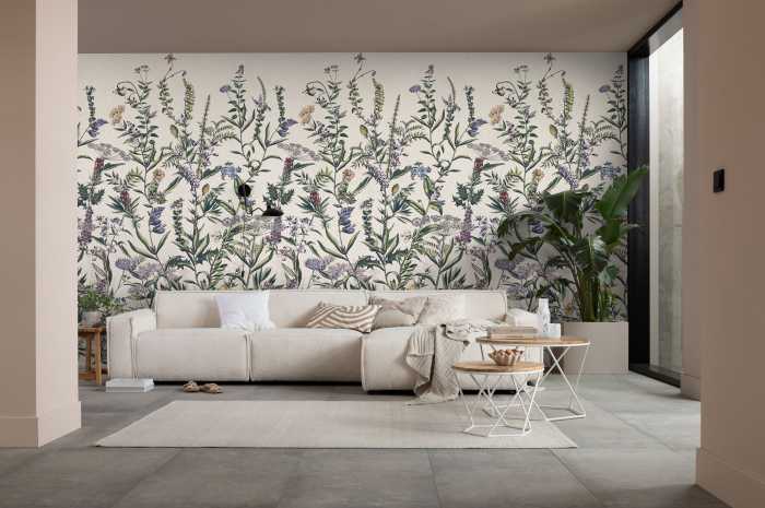 Photo murale intissé impression numérique Flowering Herbs