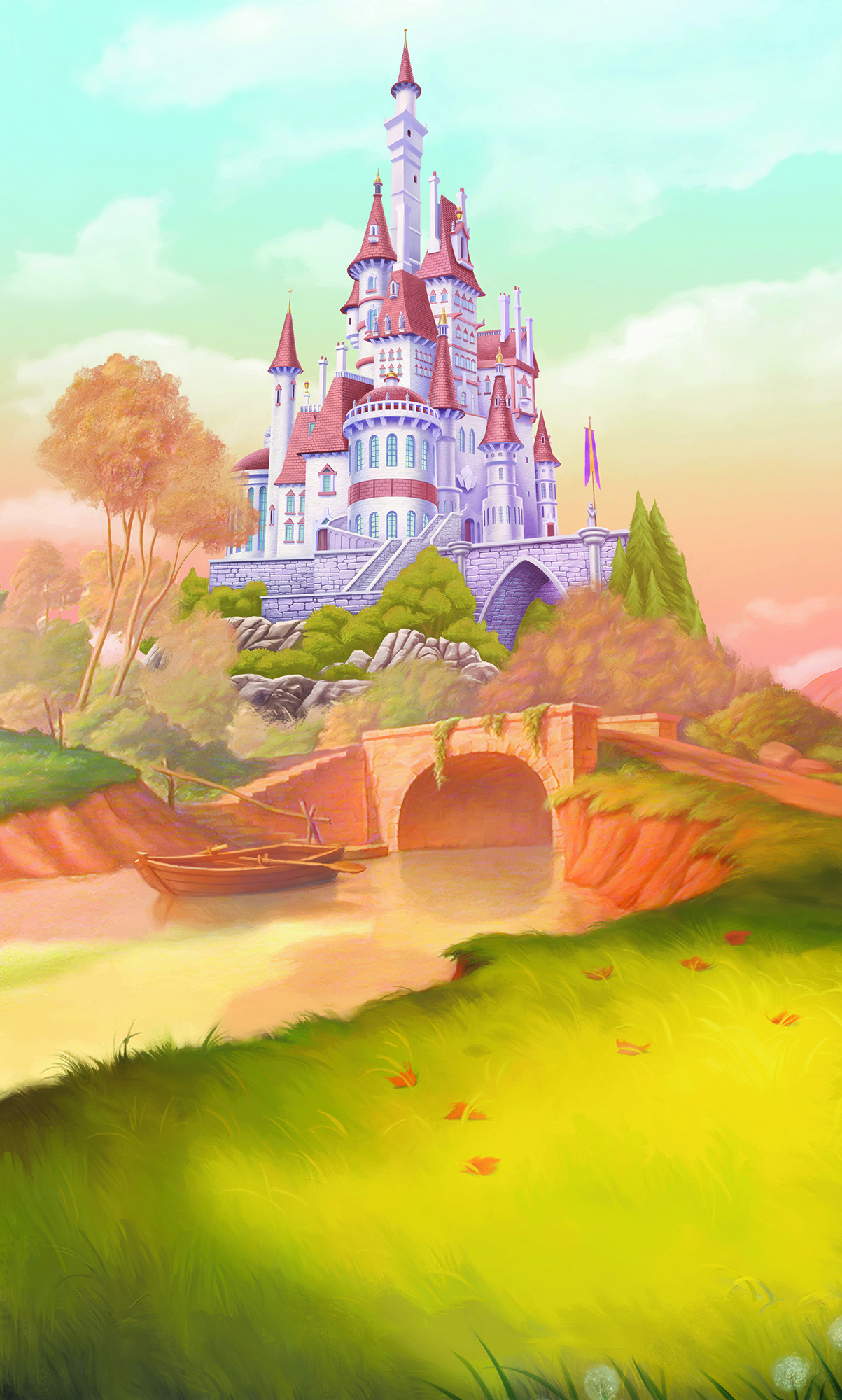 Disney Princess Belle Castle River